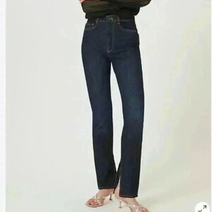 NWT x Anthropologie Pilcro The Split Straight Jeans in Denim Dark sz 27